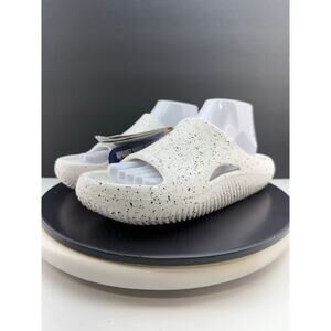 Crocs Mellow Recovery Speckle Slides Womens Size 8 White Slip On Comfort Sandals